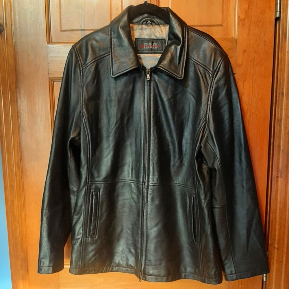 Black Leather Jacket - Size XL